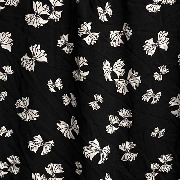 ANTHROPOLOGIE Maeve Button Front Blouse Shirt Top Bow Print Black White 0 - Picture 3 of 4